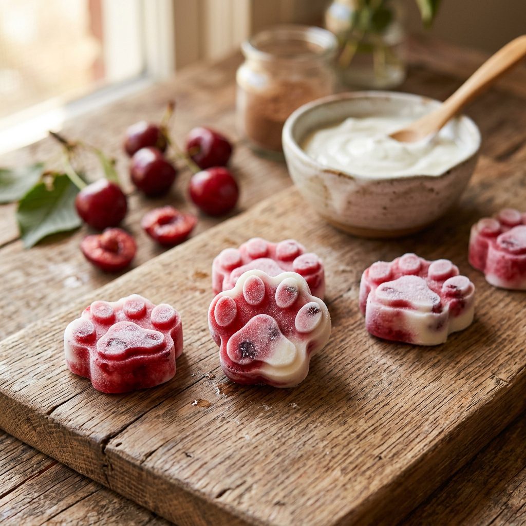 Keep Your Pup Cool! These Sweet Frozen Cherry & Yogurt Bites Are the Ultimate Summer Jam