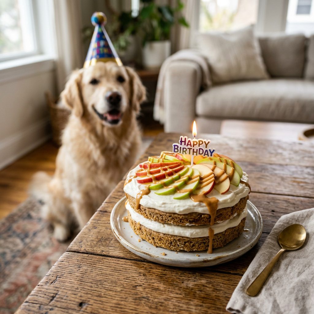 The Ultimate Peanut Butter and Apple Dog Birthday Cake That Will Make Your Pup Drool