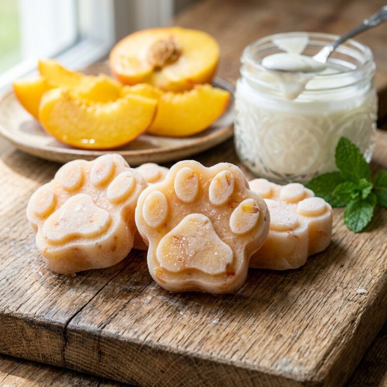 Your Dog Will Go Crazy For These 3-Ingredient Frozen Peaches & Cream Bites!