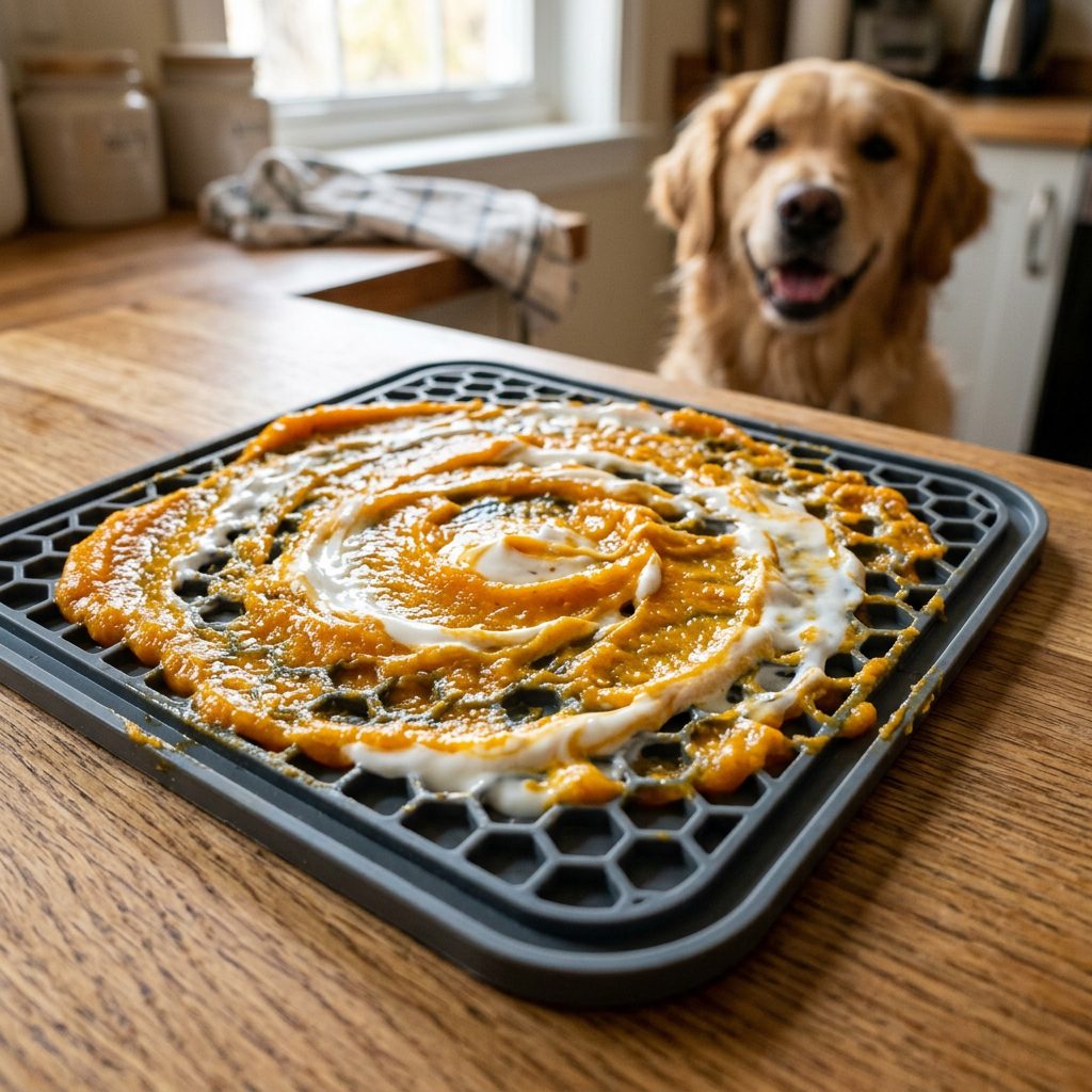 Banish Boredom Instantly! This Easy Frozen Pumpkin Lick Mat Recipe Keeps Dogs Busy For Hours!