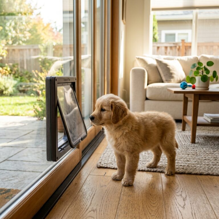 Fearless Floof: How To Teach A Scared Puppy To Use The Doggy Door