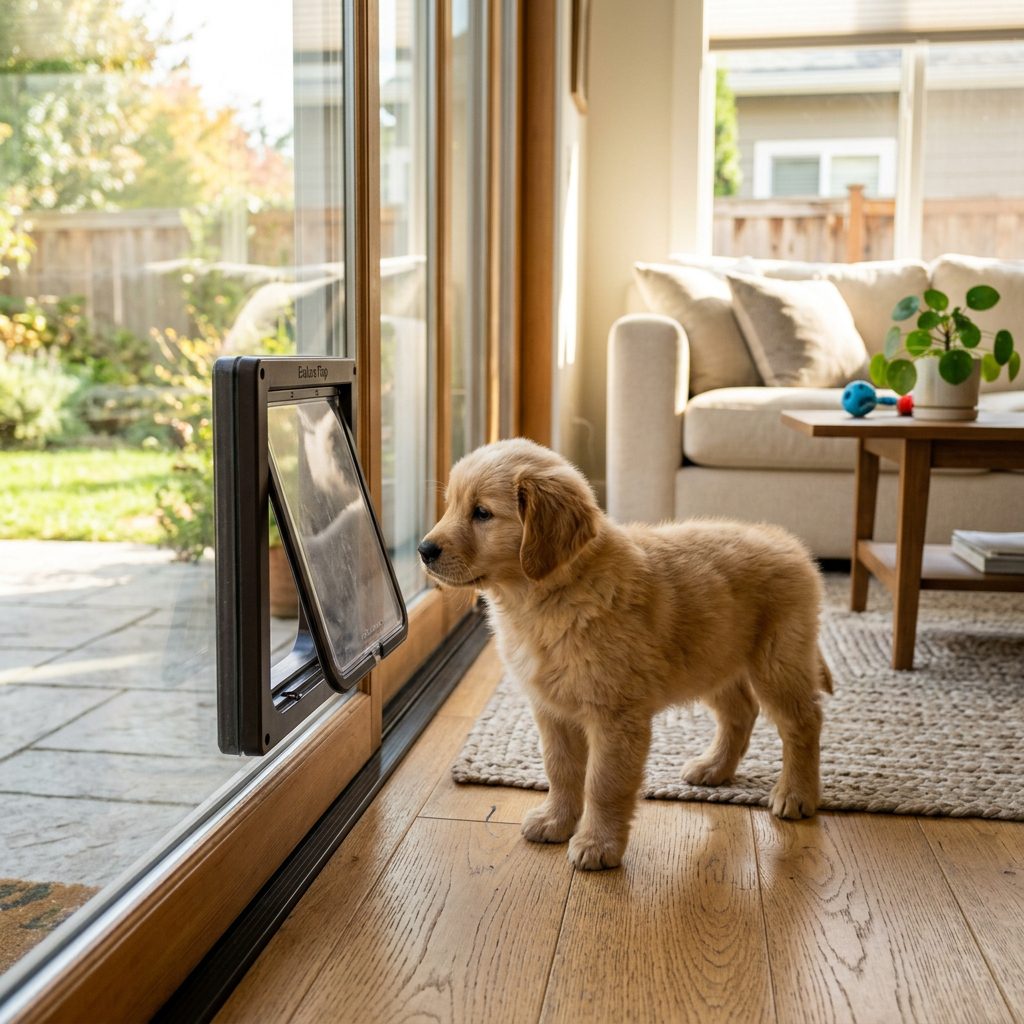 Fearless Floof: How To Teach A Scared Puppy To Use The Doggy Door