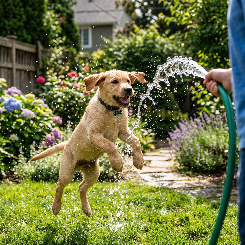 Fun or Dangerous? How to Stop Your Puppy From Obsessively Snapping at the Garden Hose