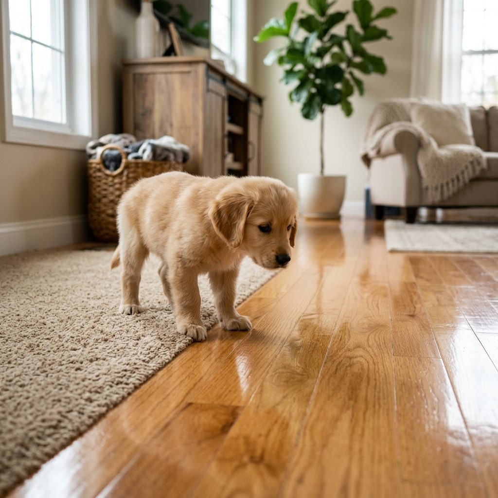 How to Help a Puppy Scared of Slippery Hardwood Floors