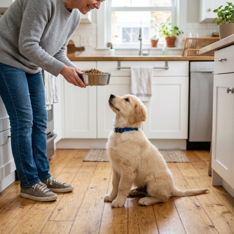 How To Teach Puppy Wait For Food Bowl Without Jumping (5-Minute Hack!)