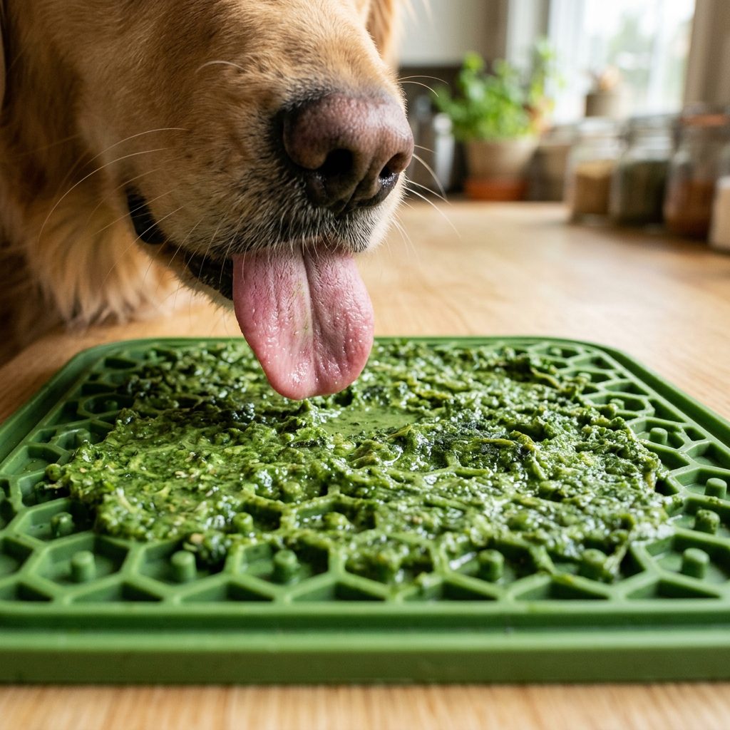 No More Stinky Kisses: The Kelp and Parsley Lick Mat That Cures Bad Dog Breath