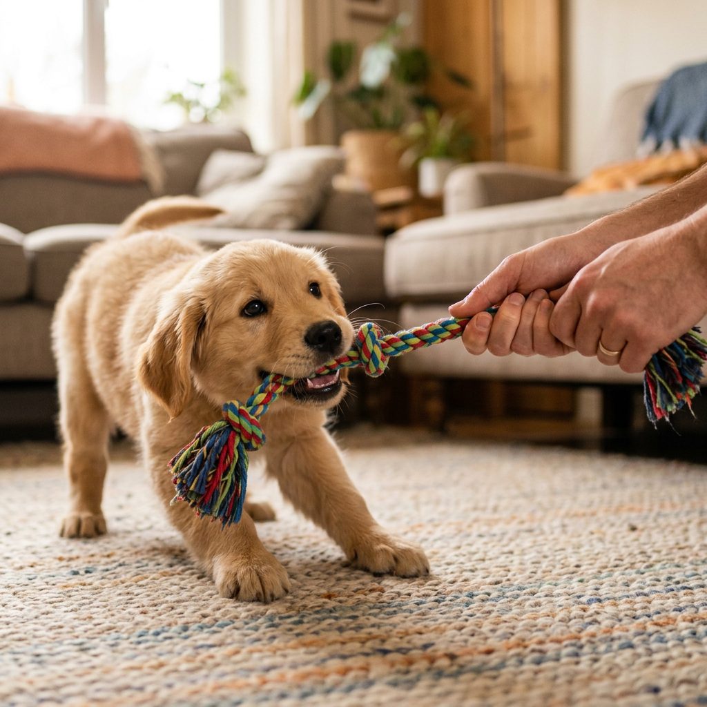 Ouch! How To Stop A Puppy Biting Your Hands During Tug Of War Playtime