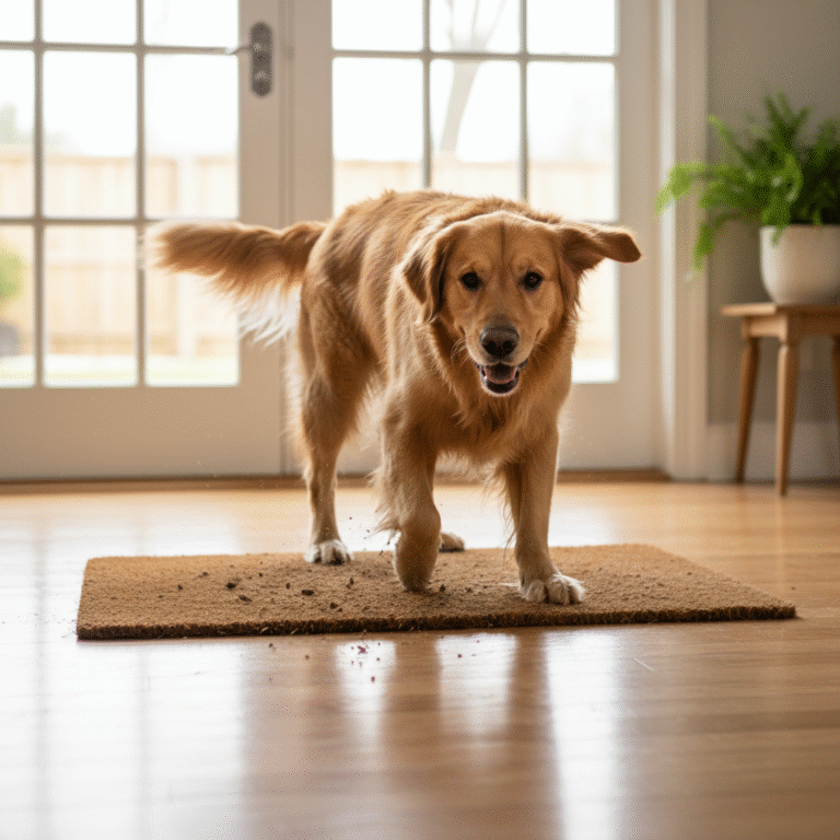 Keep Floors Clean: Teach Your Dog to Wipe Their Own Paws on the Mat